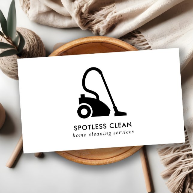 CARTÃO DE VISITA SERVIÇO DE LIMPEZA DE VÁCUO BRANCO SIMPLES E BRANC (Criador carregado)