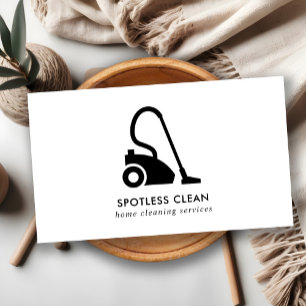 CARTÃO DE VISITA SERVIÇO DE LIMPEZA DE VÁCUO SIMPLES BRANCO PRETO