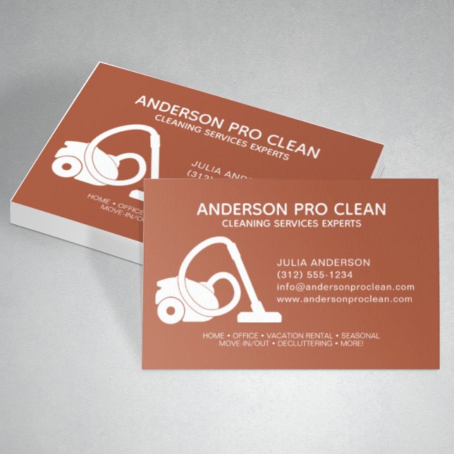 Cartão De Visita Serviço de Limpeza do Home & Office Pro Terracotta (Criador carregado)