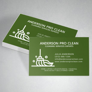 Cartão De Visita Serviço de Limpeza do Home & Office Pro Verde