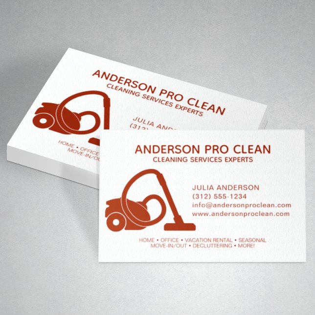 Cartão De Visita Serviço de Limpeza do Home & Office Pro Vermelho (Criador carregado)