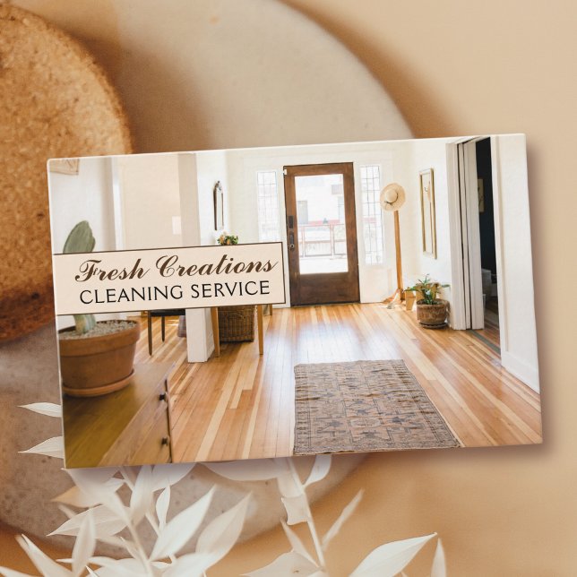 Cartão De Visita Serviço de Limpeza do Interior Doméstico Limpo Pro (Criador carregado)