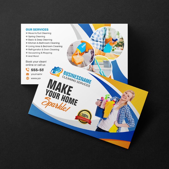 Cartão De Visita Serviço de Limpeza do Serviço de Habitação (Criador carregado)