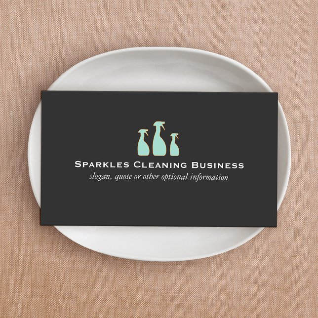 Cartão De Visita Serviço de Limpeza Doméstica Da Garrafa Spray (Criador carregado)
