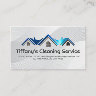 Cartão De Visita Serviço de limpeza doméstica Logotipo do telhado