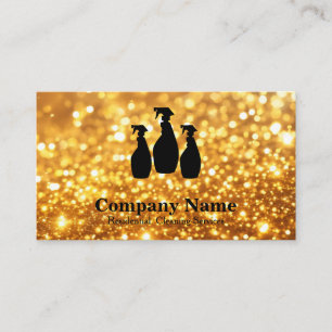 Cartão De Visita Serviço de Limpeza Elegante Glitter Aquarela