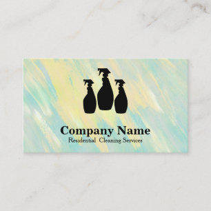 Cartão De Visita Serviço de Limpeza Elegante Glitter Watercolor