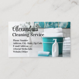 Cartão De Visita Serviço de Limpeza Elegante Turquesa