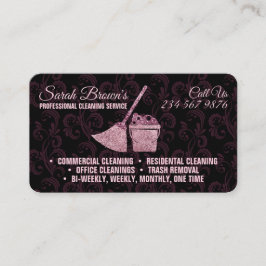 Cartão De Visita Serviço de Limpeza Faxineira de Limpeza pink swirl