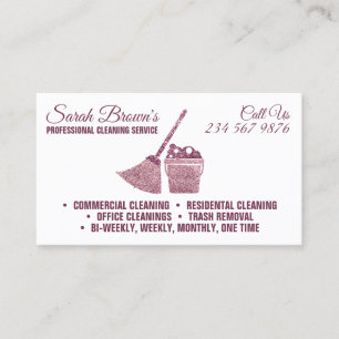 Cartão De Visita Serviço de Limpeza Faxineira Janitorial Elegante b