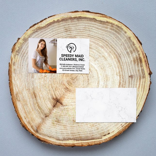 Cartão De Visita Serviço de Limpeza | Limpeza feminina (Criador carregado)