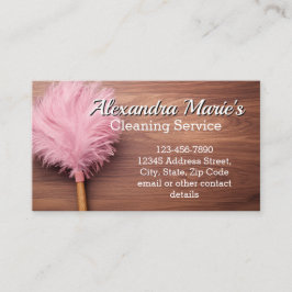 Cartão De Visita Serviço de Limpeza Moderna de Penas Rosa