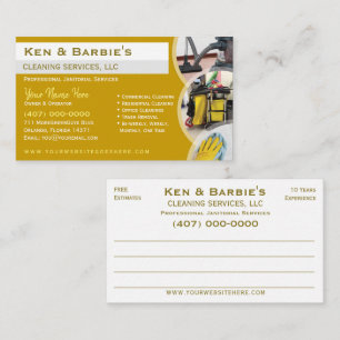 Cartão De Visita Serviço de Limpeza Profissional Janitorial