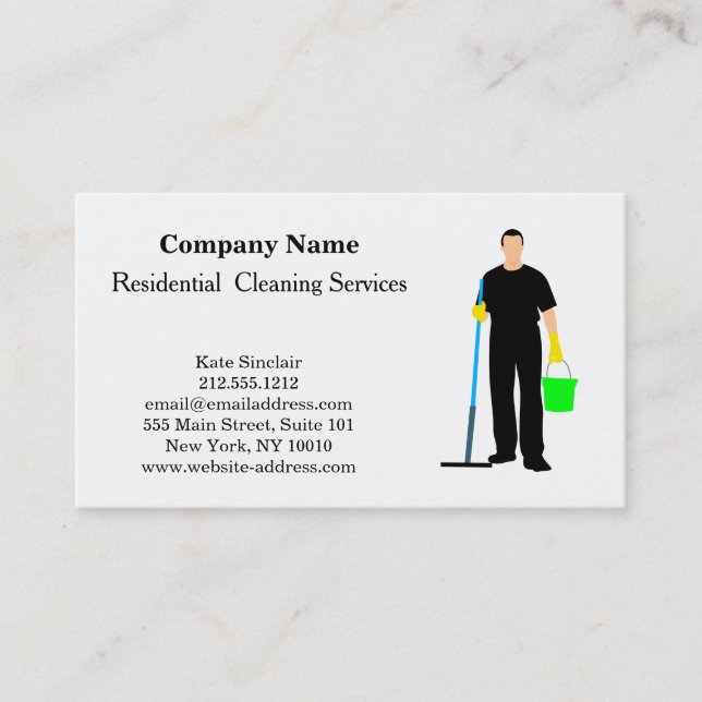 Cartão De Visita Serviço de Limpeza Profissional Moderno (Frente)