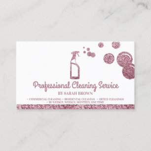 Cartão De Visita Serviço de Limpeza Profissional Pink Sparkle