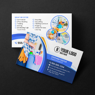 Cartão De Visita Serviço de Limpeza Residencial Blue Orange