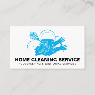 Cartão De Visita Serviço de Limpeza Residencial Blue Pro Empregada