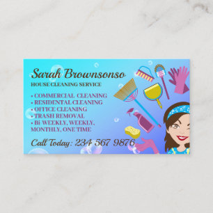Cartão De Visita Serviço de Limpeza Residencial Janitorial Purple B