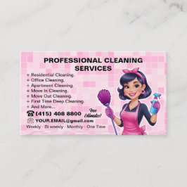 Cartão De Visita Serviço de Limpeza Residencial Pink Maid Senhora d