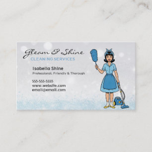 Cartão De Visita Serviço de Limpeza Retroativa de Azul