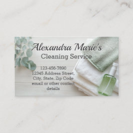 Cartão De Visita Serviço de Limpeza Verde Eucalyptus