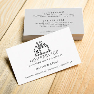 Cartão De Visita Serviço de Manutenção de Contrato Moderno