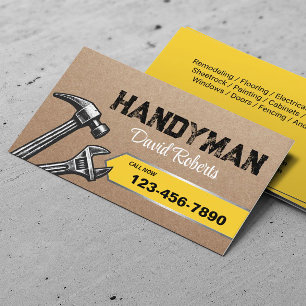Cartão De Visita Serviço de Manutenção de Reparação de Handyman Vin