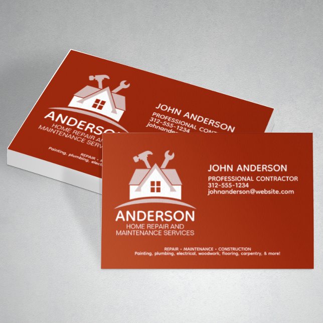 Cartão De Visita Serviço de Manutenção de Reparo Doméstico Moderno  (Criador carregado)
