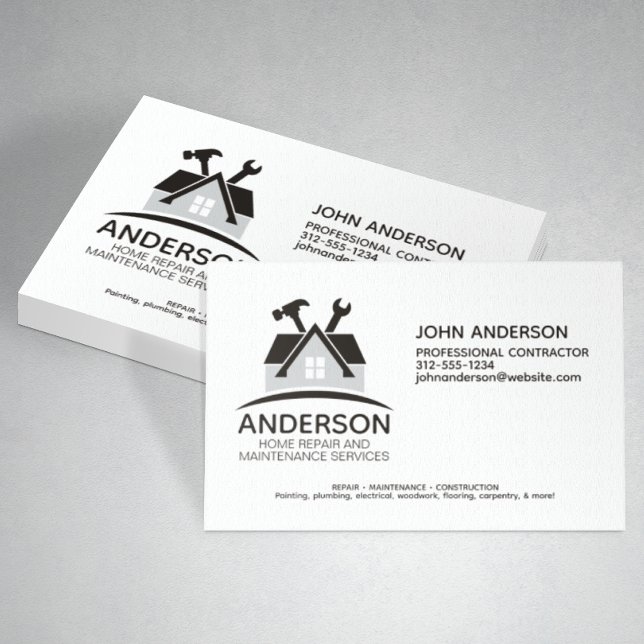 Cartão De Visita Serviço de Manutenção de Reparo Doméstico Moderno (Criador carregado)
