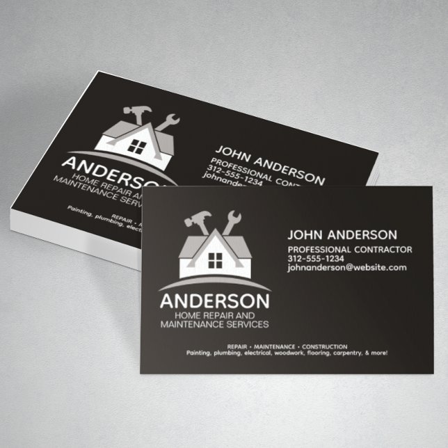 Cartão De Visita Serviço de Manutenção de Reparo Doméstico Moderno (Criador carregado)