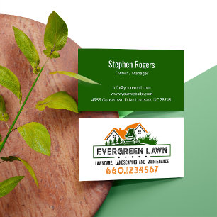 Cartão De Visita Serviço de Paisagismo Laranja Verde Rústico