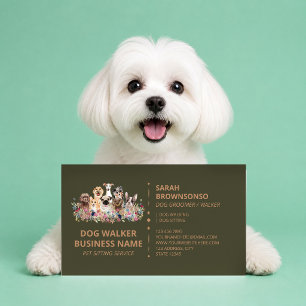 Cartão De Visita Serviço de passeio de cães Boutique Pet Verde Marr