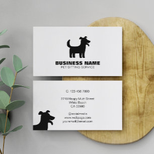 Cartão De Visita Serviço de Pet do Logotipo Silhuette de Cães Feliz