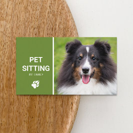 Cartão De Visita Serviço de Pet Sitter com Foto de Cachorro Feliz S