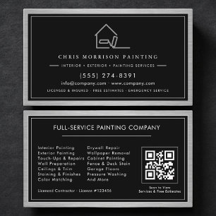 Cartão De Visita Serviço de Pintura Código QR Pintor de Casas