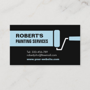 Cartão De Visita Serviço de Pintura com Rolo de Pintura Azul