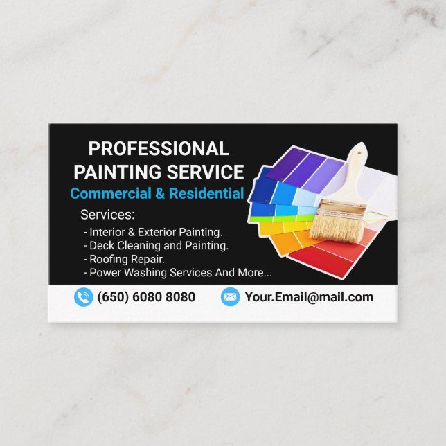 Cartão De Visita Serviço de pintura moderno elegante profissional (Frente)