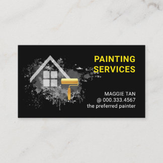 Cartão De Visita Serviço de Pintura Residencial com Manchas de Tint