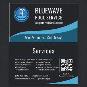 Cartão De Visita Serviço de Piscina Código QR Profissional