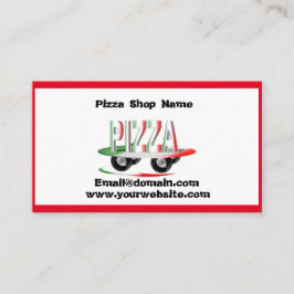 Cartão De Visita Serviço de pizza, verde vermelho
