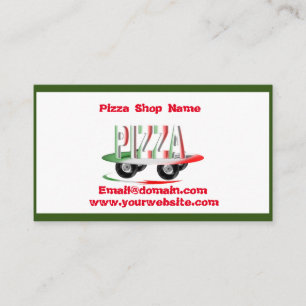 Cartão De Visita Serviço de pizza, verde vermelho, personalizado