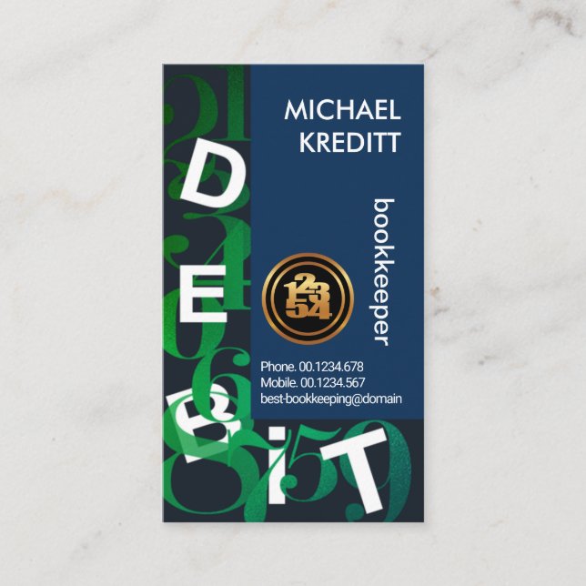 Cartão De Visita Serviço de Registro de Letras de Débito de Números (Frente)