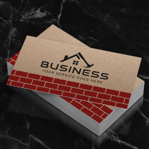 Cartão De Visita Serviço de Reparação de Casa de Handyman Red Brick