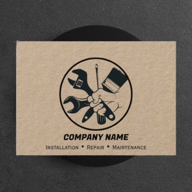 Cartão De Visita Serviço de Reparo ao Vivo em Casa do Handyman Arte (Criador carregado)