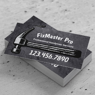 Cartão De Visita Serviço de Reparo de Casa de Handyman Hammer Negro
