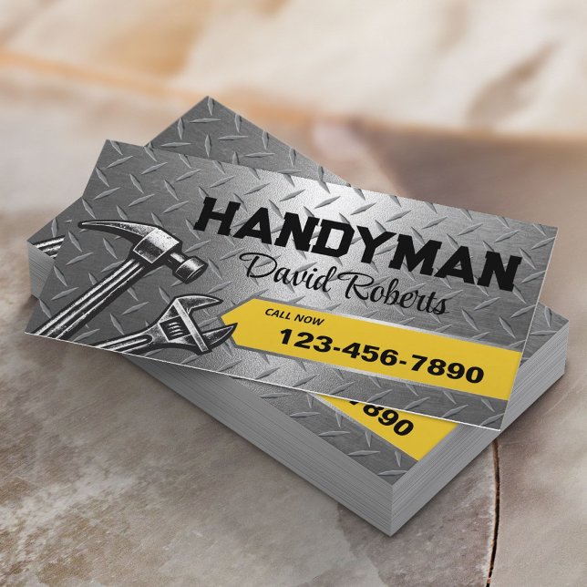 Cartão De Visita Serviço de Reparo e Manutenção do Handyman Metal (Criador carregado)