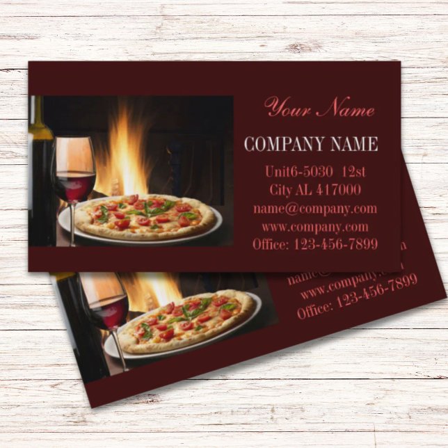Cartão De Visita serviço de restauração deli compra pizza Comida it (catering service deli shop Italian Food pizza Business Card)
