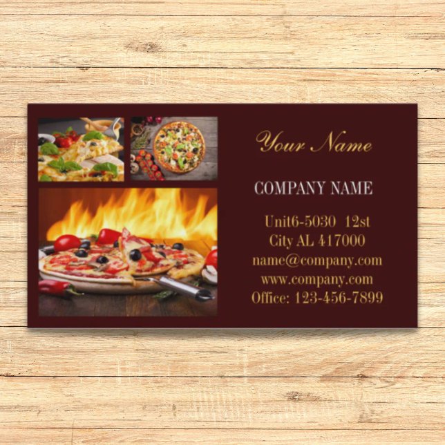 Cartão De Visita serviço de restauração deli compra pizza Comida it (catering service deli shop Italian Food pizza Business Card)