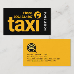 Cartão De Visita Serviço de Táxi Amarelo Minimalista Simples