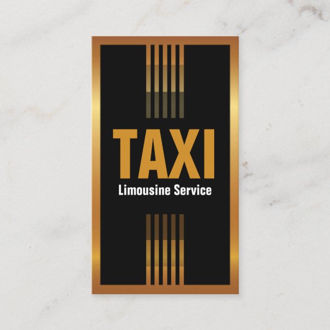Cartão De Visita Serviço de Táxi com Dourado Limousine de Faixa Pro (Frente)